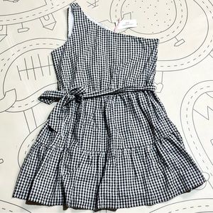open lace back dress Sorority One-Shoulder Ruffle Trim Dress White